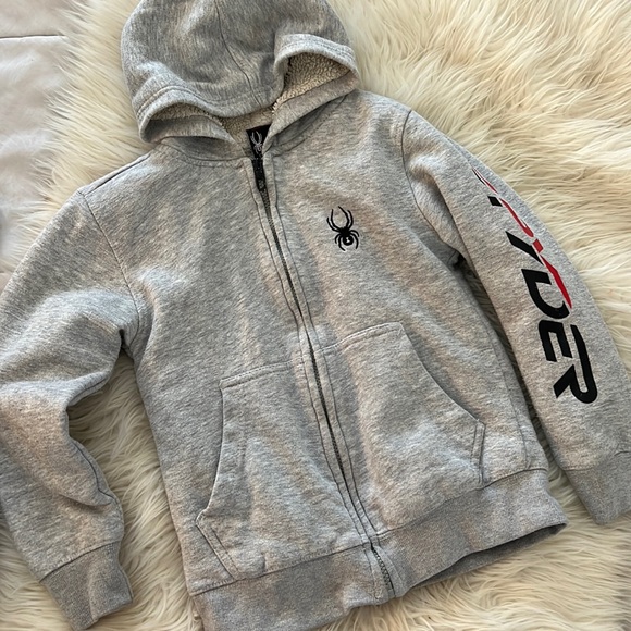 Boys Fleece Lined Spyder Zip Up Hoodie S (8) - Picture 1 of 5